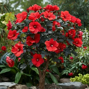 Гибискус Миднайт Роуз купить по цене от 269р. в интернет-магазине «Посадика» с доставкой почтой в в Алагире и по всей России – [изображение №1].